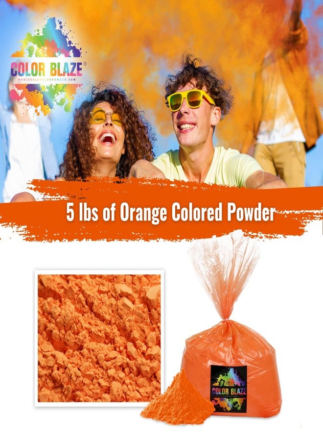 Color Blaze مسحوق كولور بليز الملون لعيد هولي - 5 أرطال من مسحوق اللون البرتقالي - مناسب لسباقات المرح، ورش الألوان، ورسم الرانجولي، وحرب المساحيق، وحفلات الفناء الخلفي، والمهرجانات - عبوة من كيس ملون واحد - 5 أرطال سائبة - برتقالي - Image 2